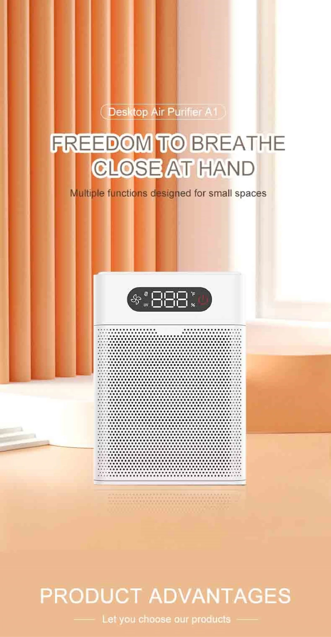Small Size Mini HEPA Filter H14 Air Purifier for Hospital, Medical Grade with UVC Lights Sterilizer Air Sanitizer Desk Type Purifiers