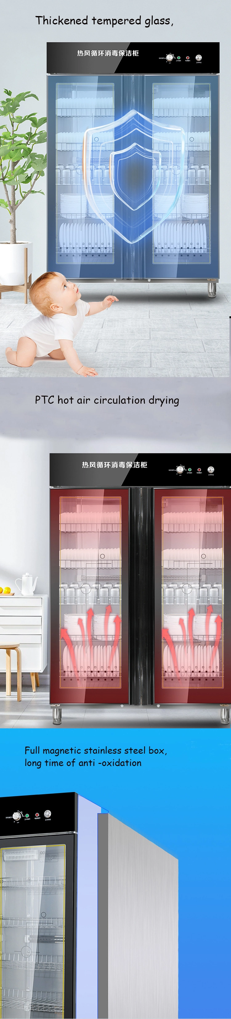 Large Kitchen 800L High Temperature Ozone Bowl Disinfection Cabinet Sterilizer Dish Disinfection Cabinet