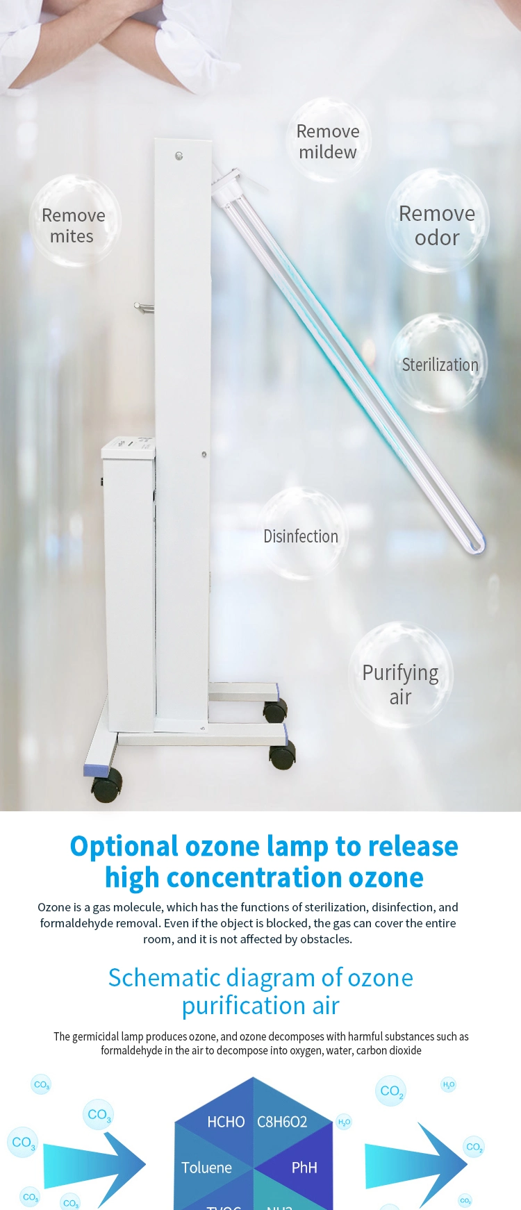 UV Sterilizer for Air Disinfection UVC Lamp Light 150 Watt Most Popular UV Lamp Trolley