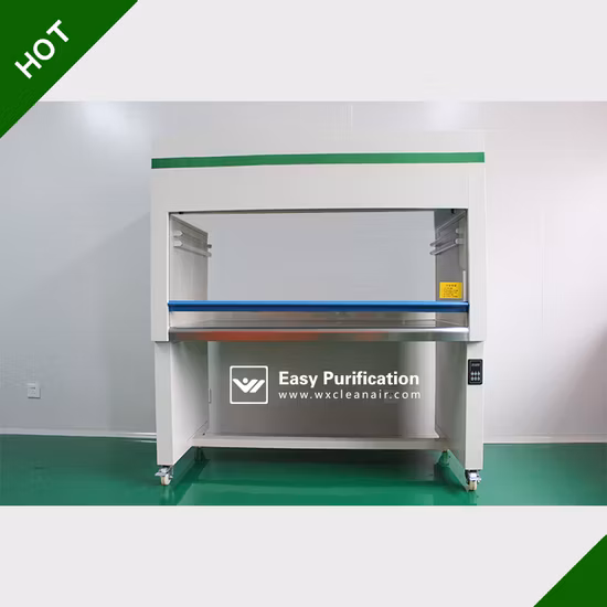 Class 100 Laminar Flow Cabinet, Double-Person Clean Bench, H14 HEPA Filter, Universal Wheel